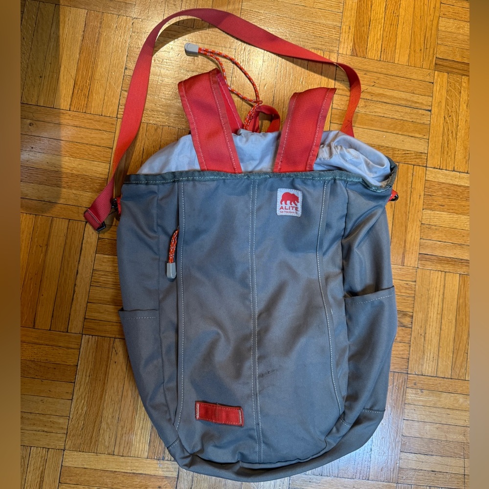 Alite Designs SF made green and orange backpack